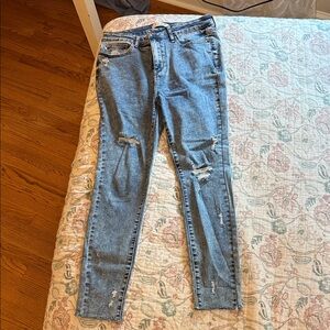 Judy Blue Light Blue Distressed Skinny Jeans